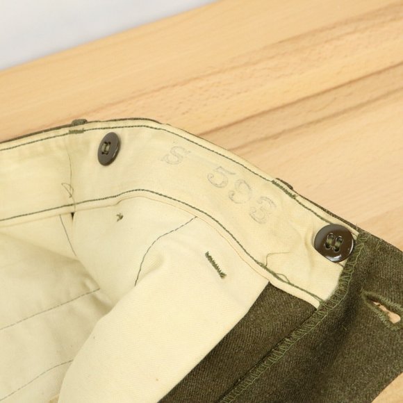 Vintage 50s Korean War Mens 31x33 1950 Wool Field Trousers 18oz Serge Green USA - Picture 14 of 14